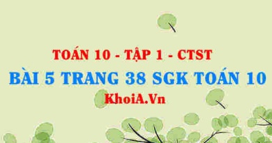 Bài 5 trang 38 SGK Toán 10 tập 1 Chân trời sáng tạo